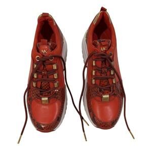 *DS20 MICHAEL KORS Women's Olympia Trainers Sneakers Red/Gold Size 6